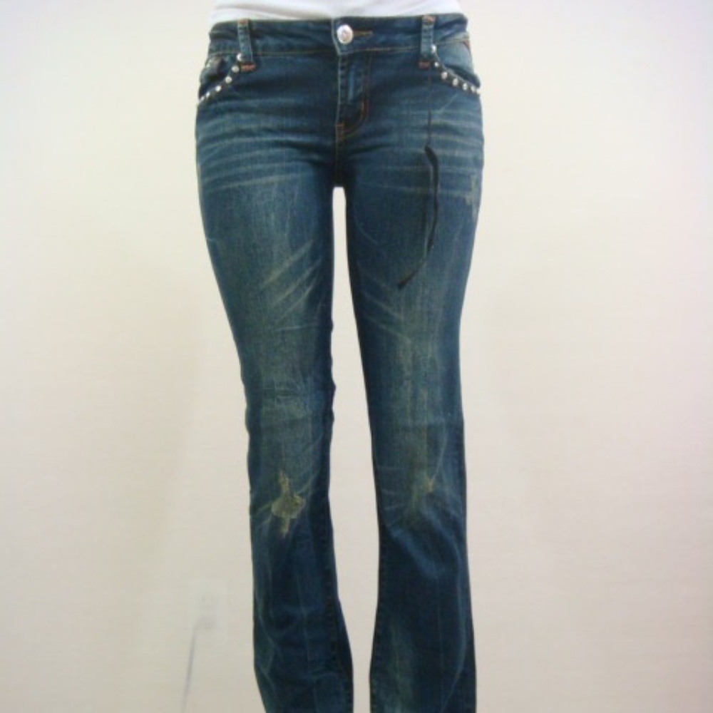 VO Virgin Only Jeans Women Dark Wash Rhinestone